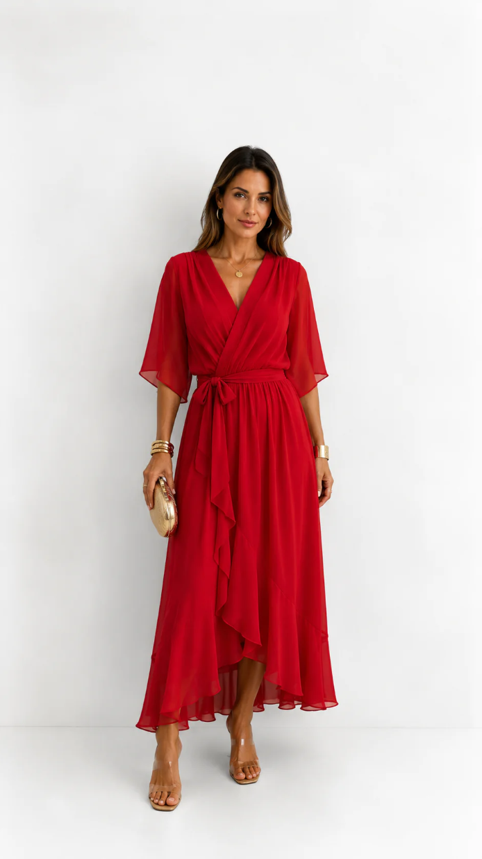 Isabelle™ | Elegant Chiffon Wrap Maxi Dress