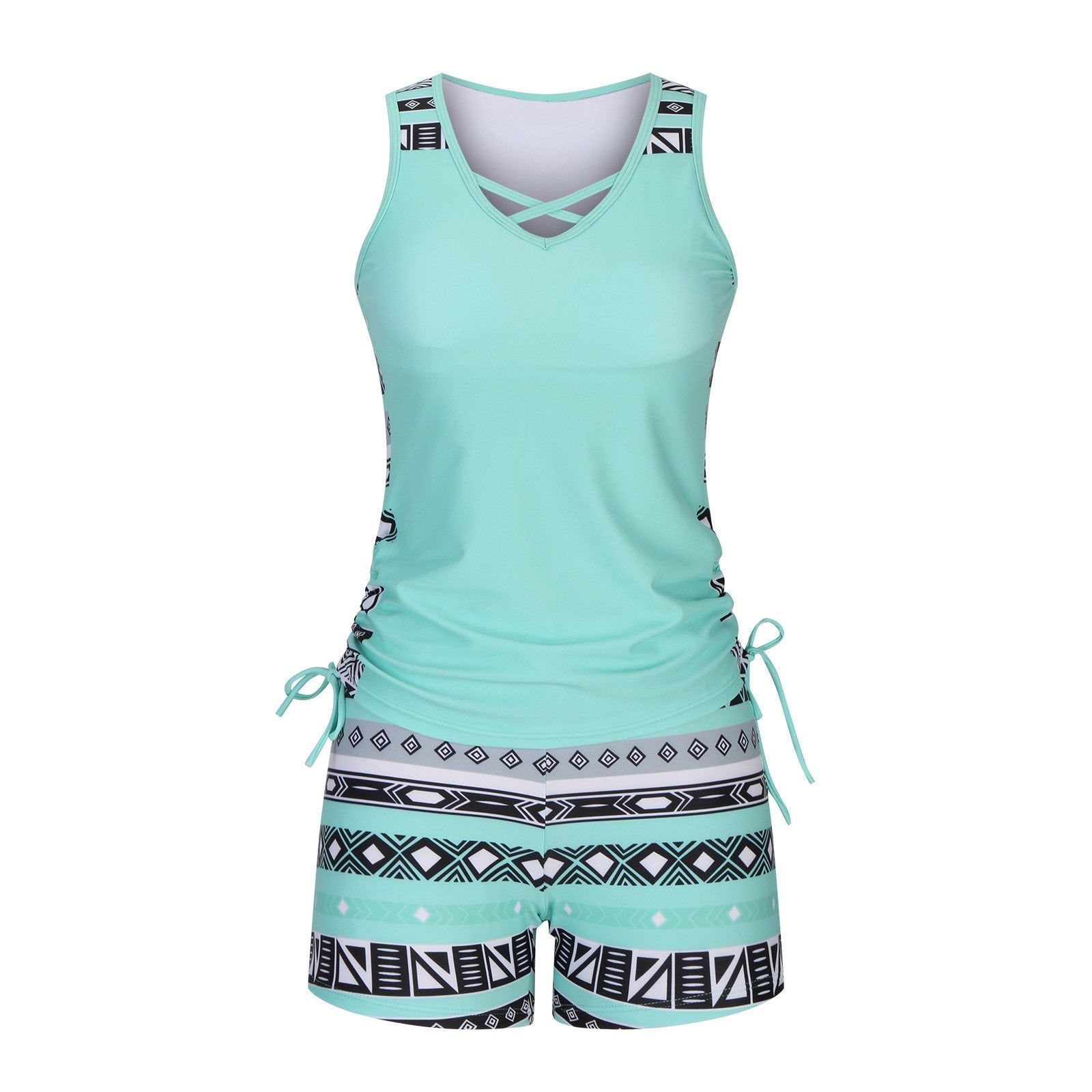 Bohemian Aztec Print Swimsuit Two-piece Set