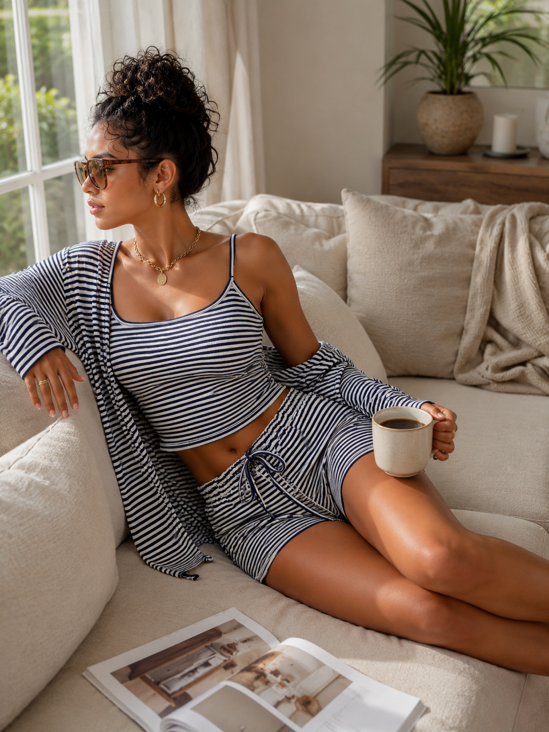 Striped Knit Three-Piece Set