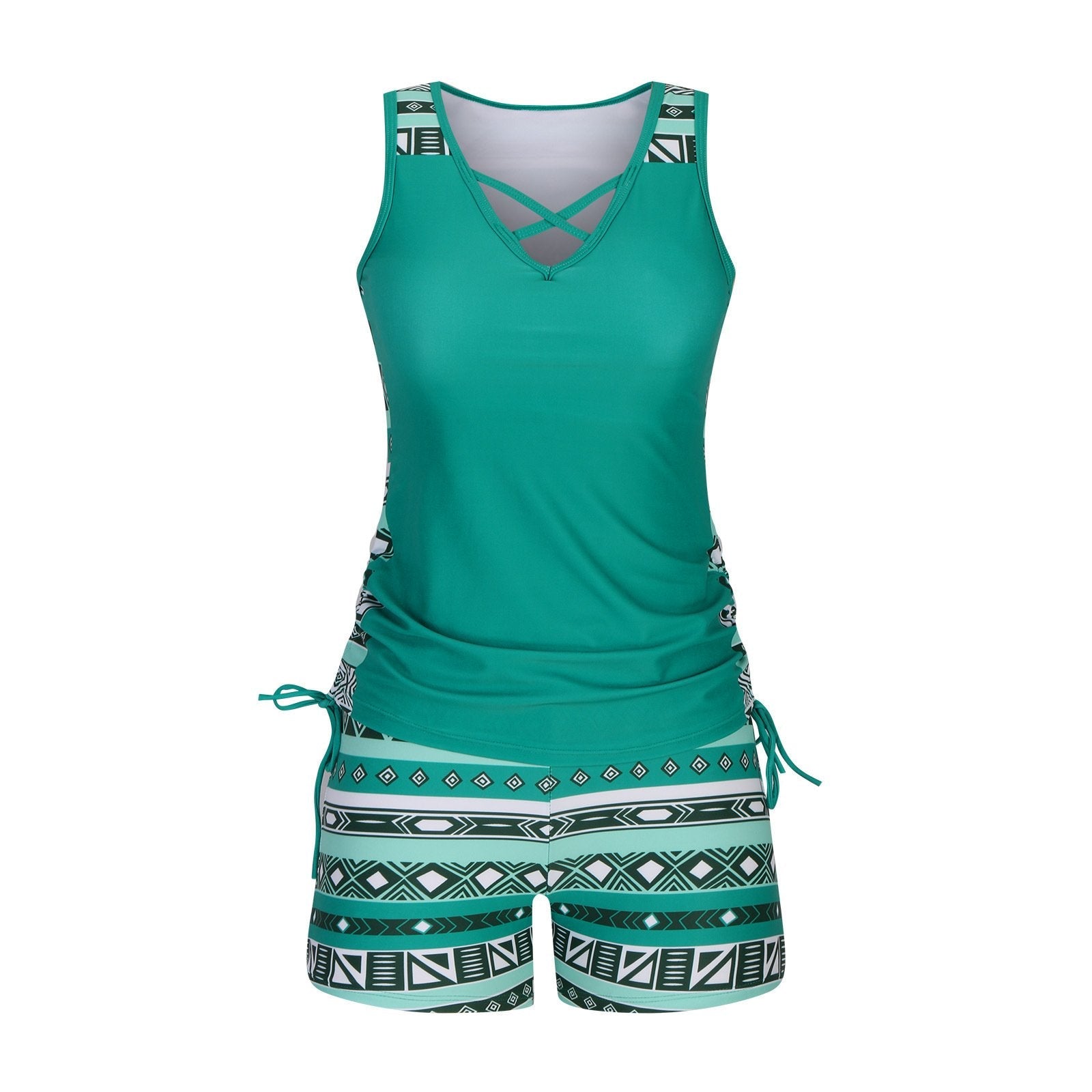 Bohemian Aztec Print Swimsuit Two-piece Set