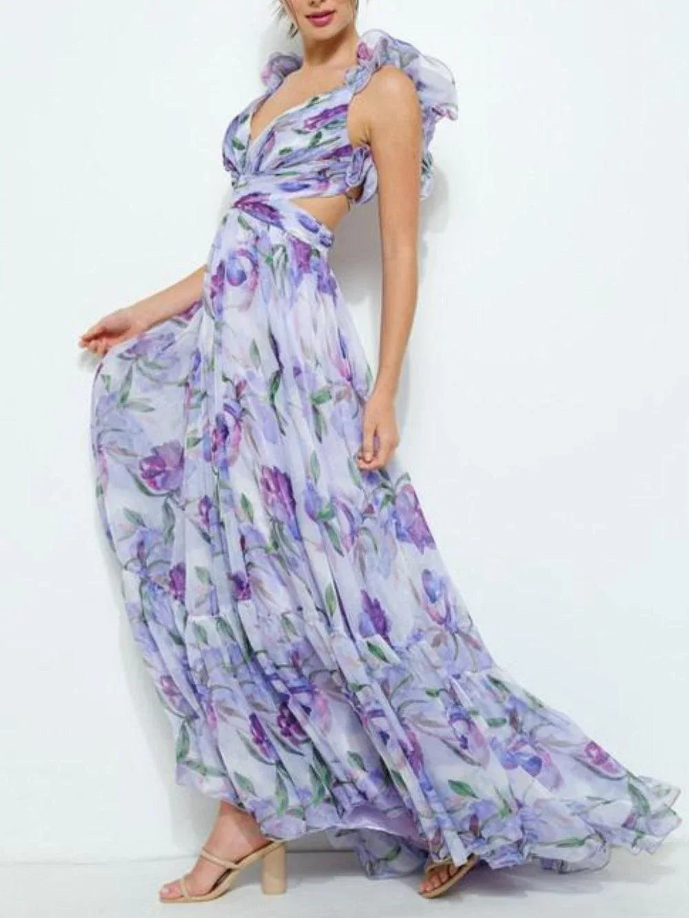 Backless printed maxi dress