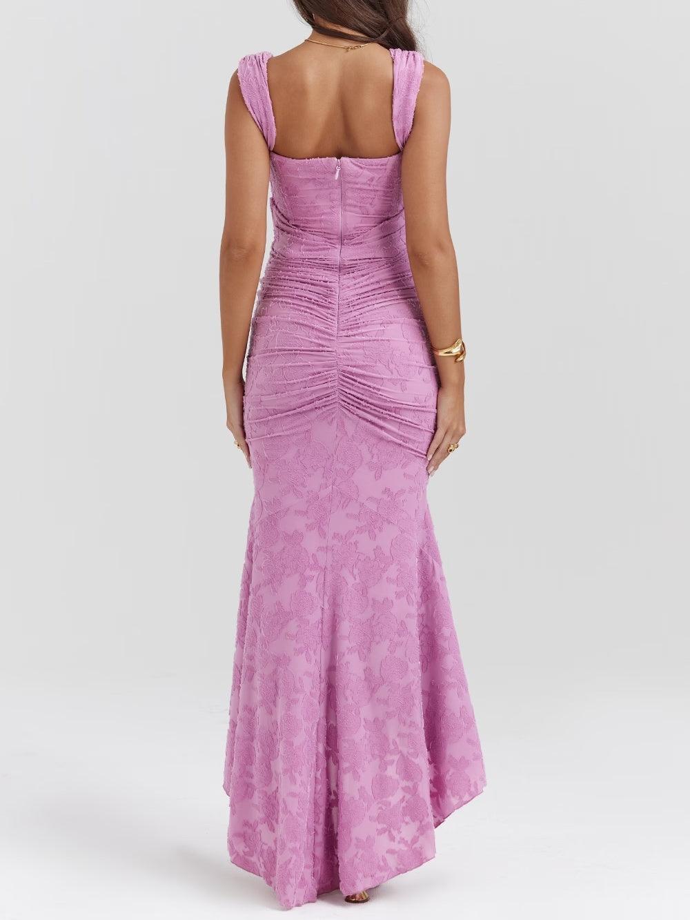 Taro powder bell floral maxi dress