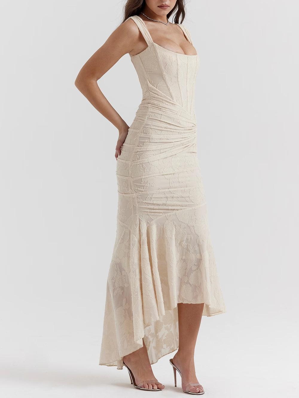 White bell floral maxi dress