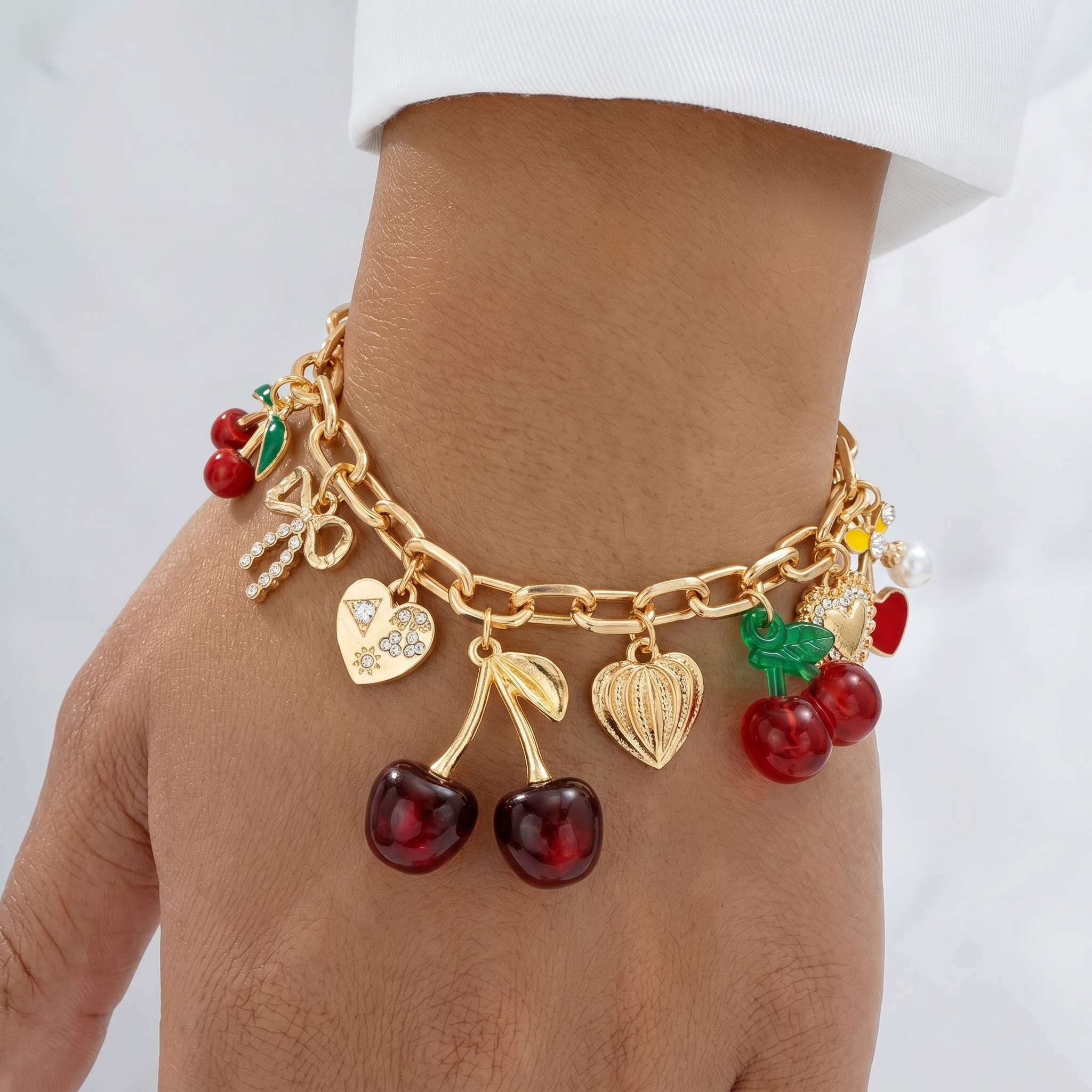 Red Cherry Charm Bracelet
