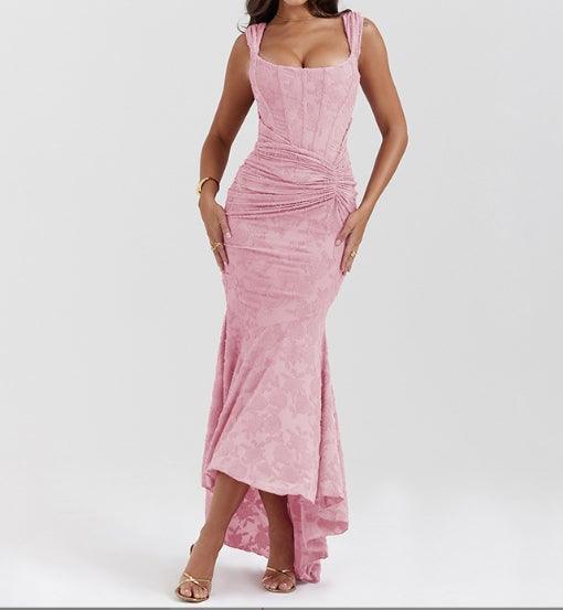 Light Pink bell floral maxi dress