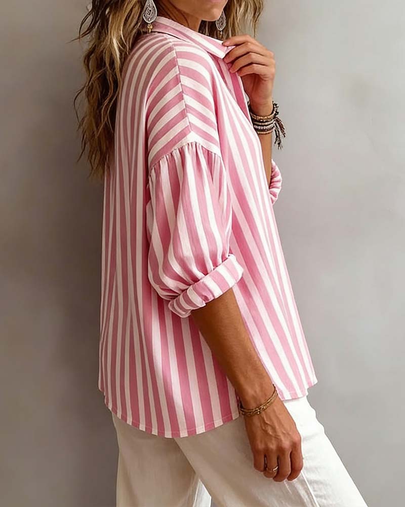 Nora | Loose-fitting striped blouse with collar