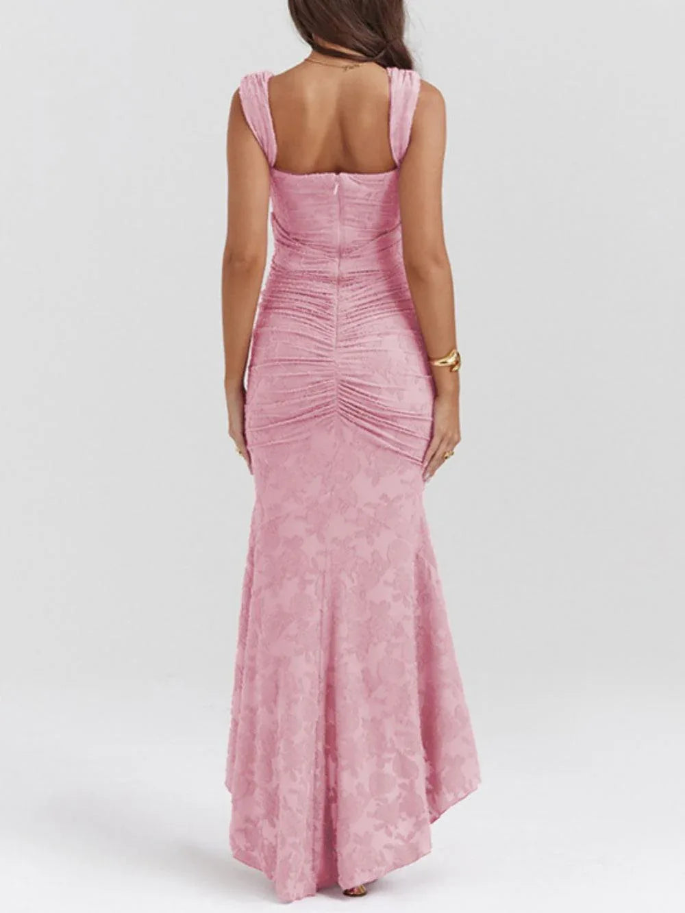 Light Pink bell floral maxi dress