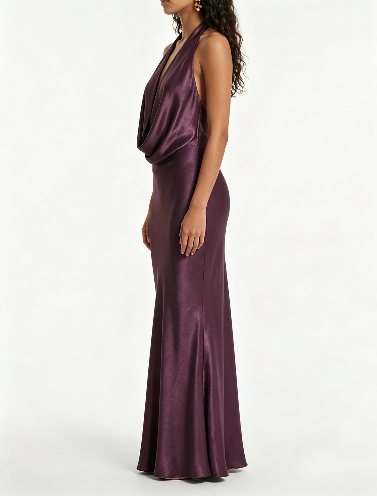 Purple V Neck Fitted Maxi Dress