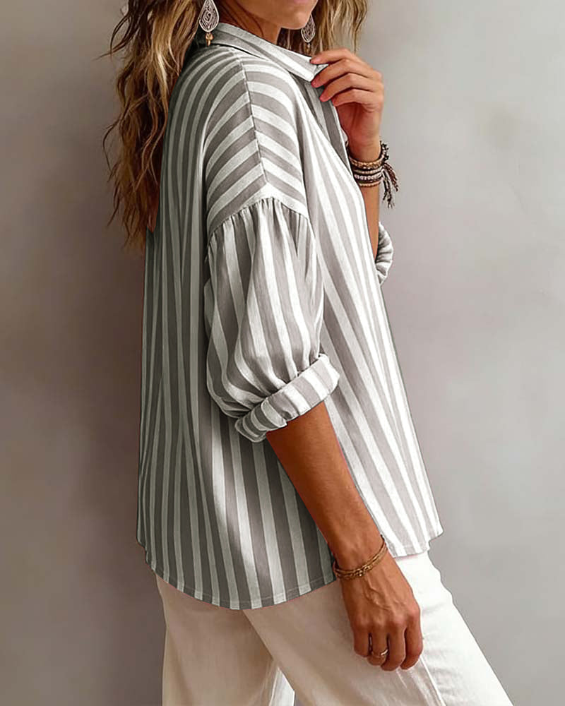 Nora | Loose-fitting striped blouse with collar