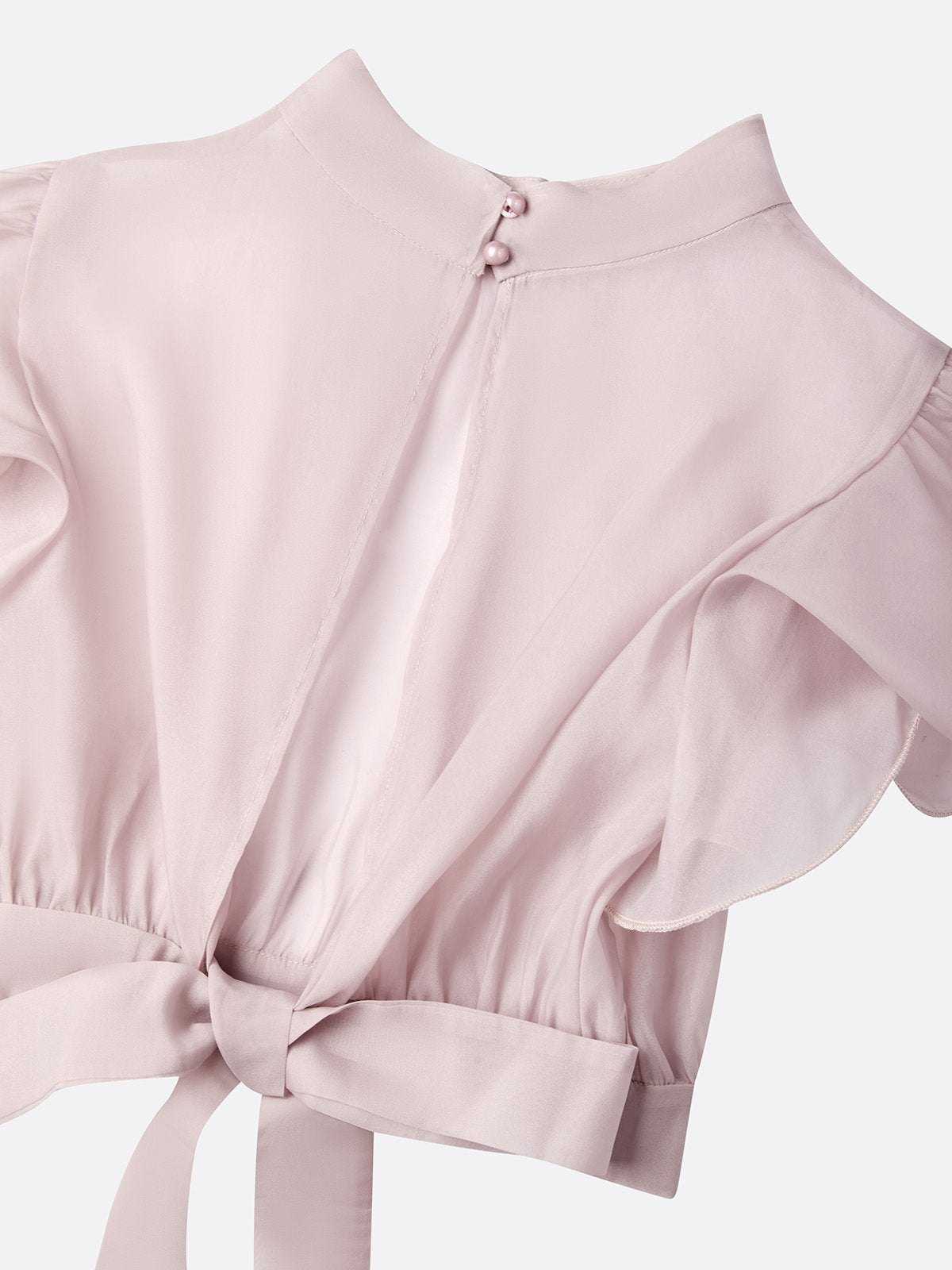 Women Pink Mock Neck Ruffled Sleeve Top With Halter Dress Two-Piece Set