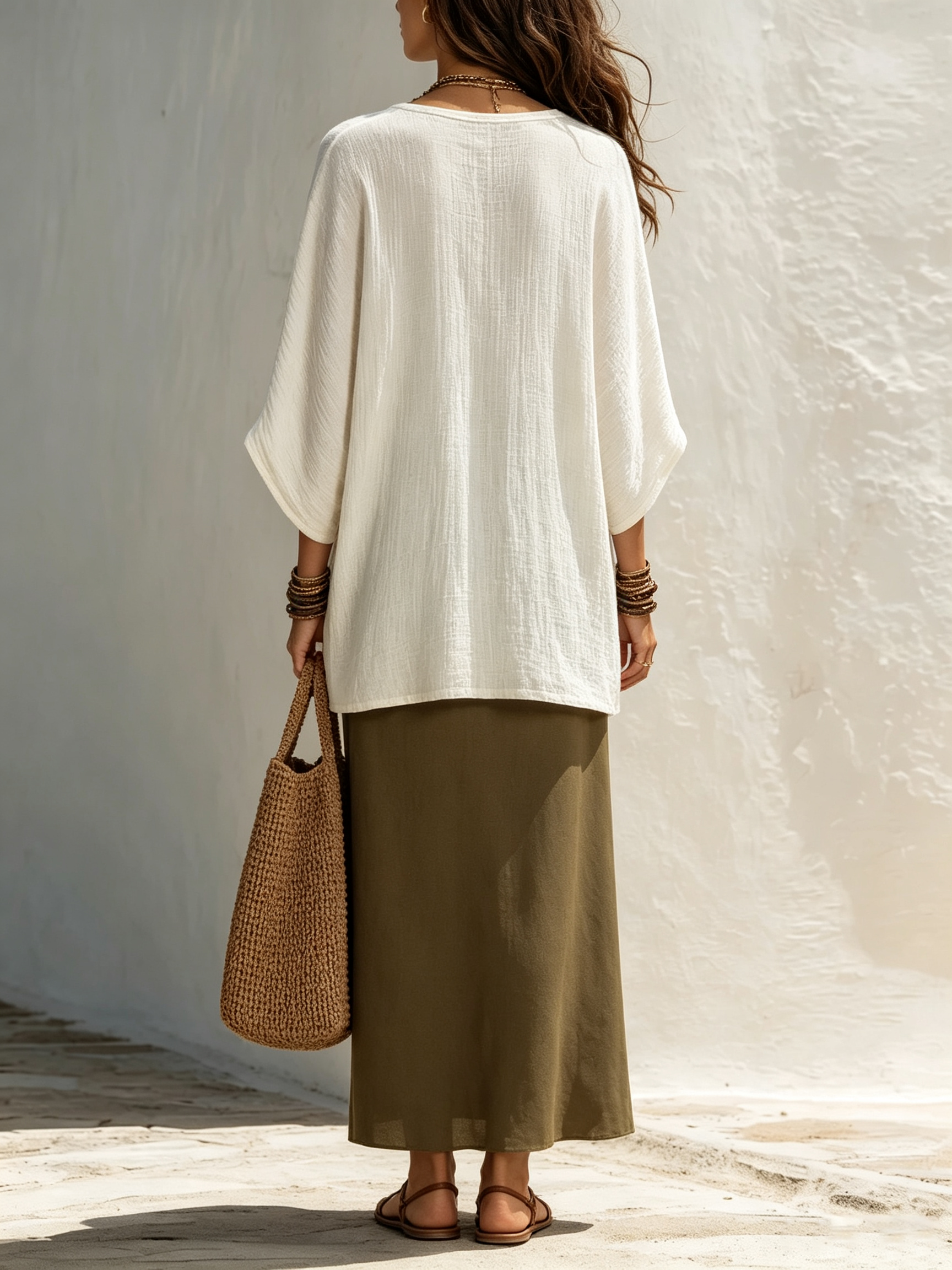 White Cardigan And Green V-neck Tie-up Maxi Dress Two-piece Set