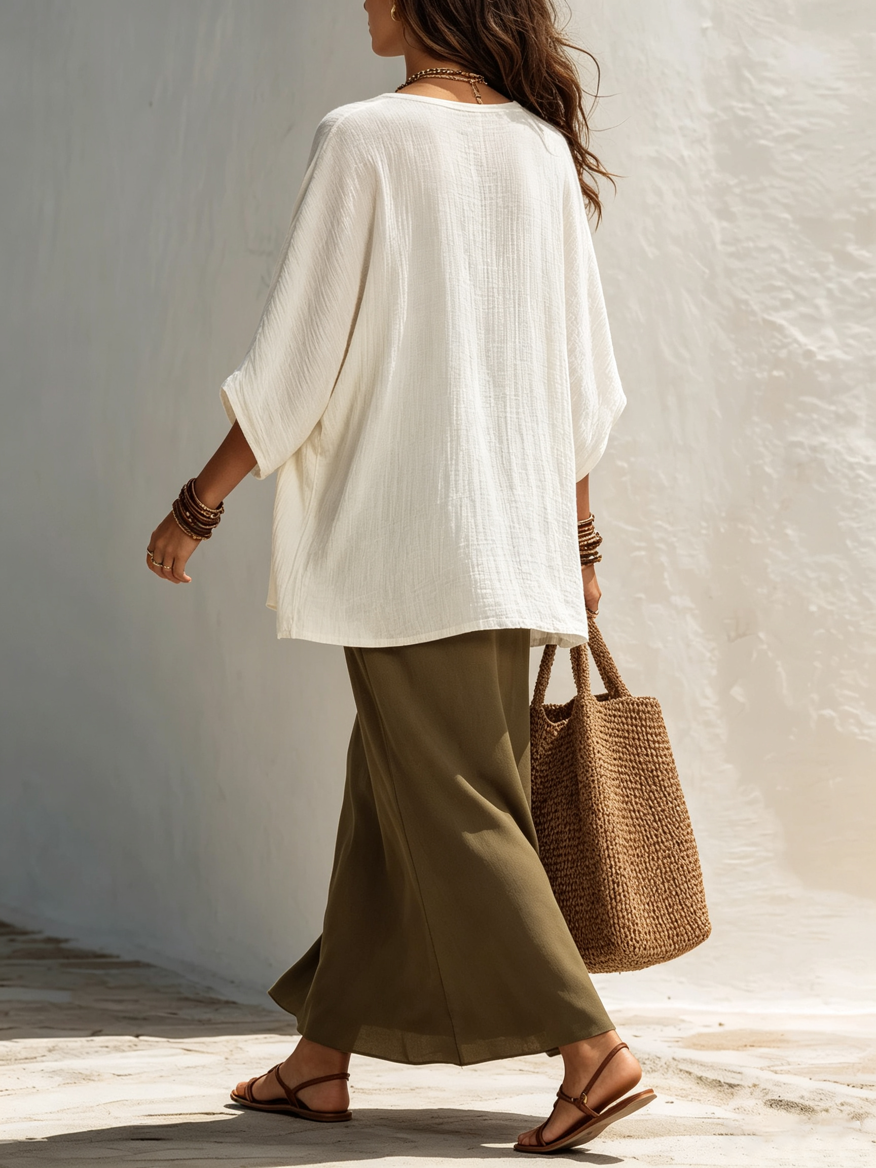 White Cardigan And Green V-neck Tie-up Maxi Dress Two-piece Set