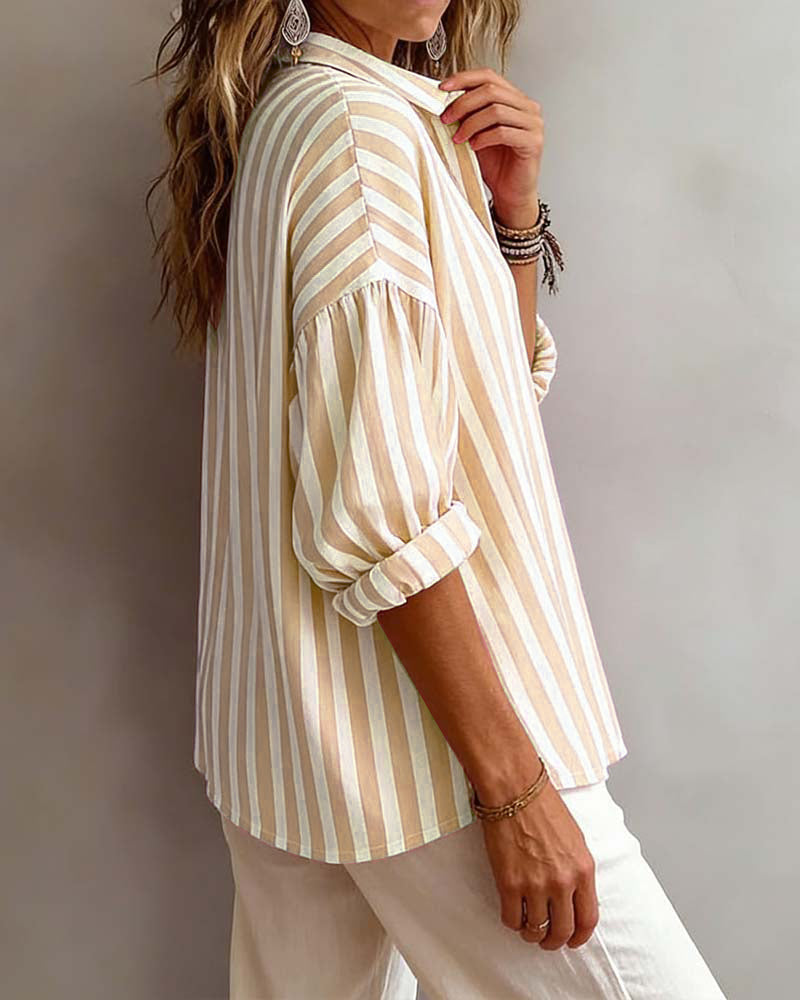 Nora | Loose-fitting striped blouse with collar